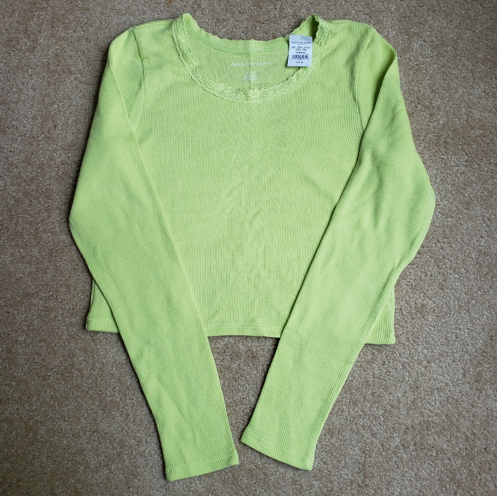 American Eagle Green Long Sleeve Top NWT